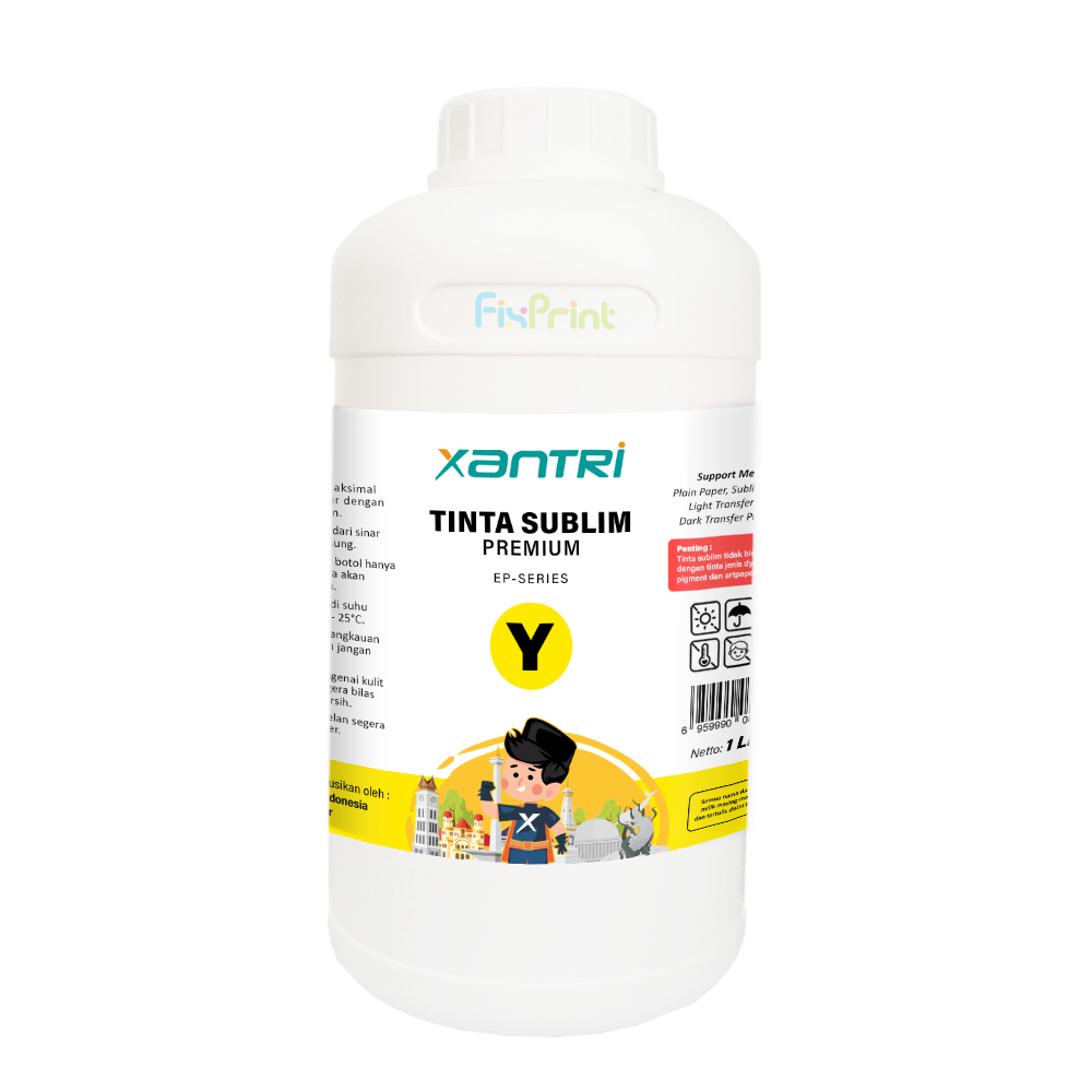 Tinta Xantri Sublim Yellow 1 Liter, Tinta Sublime Printer EP L121 L110 L120 L210 L220 L310 L350 L355 L360 L365 L380 L380 L385 L550 L555 L565 L800 L805 L850 L1110 L1210 L1216 L1250 L1256 L3110 L3150 L3156 L3210 L3216 L3250 L3251 L3256 L5190 L5290 L5296